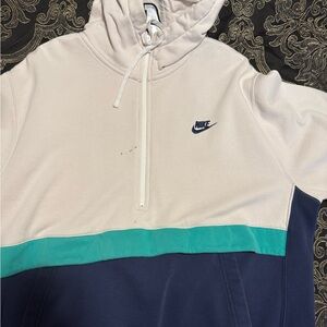 Nike Men’s Half-Zip Colorblock Hoodie Jacket - White/Teal/Navy